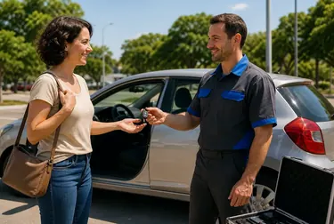 Profissional abrindo um carro em Porto Seguro com ferramentas de chaveiro.